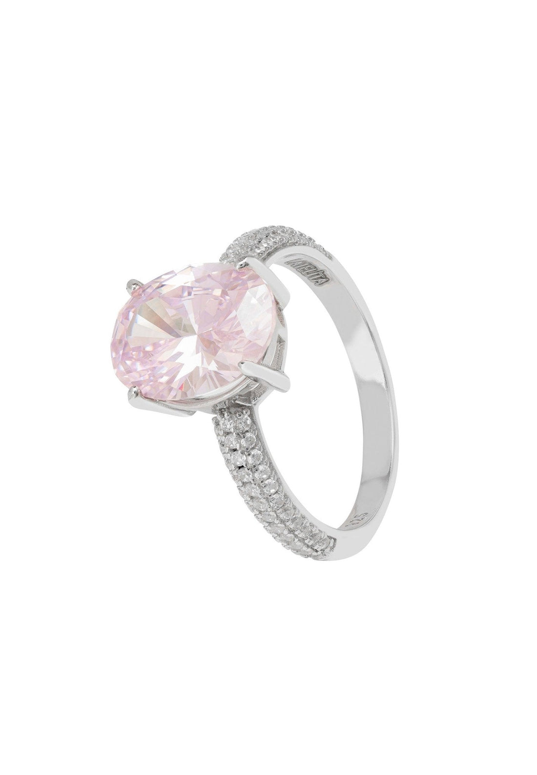 Alexandra Oval Cocktail Ring Morganite Silver