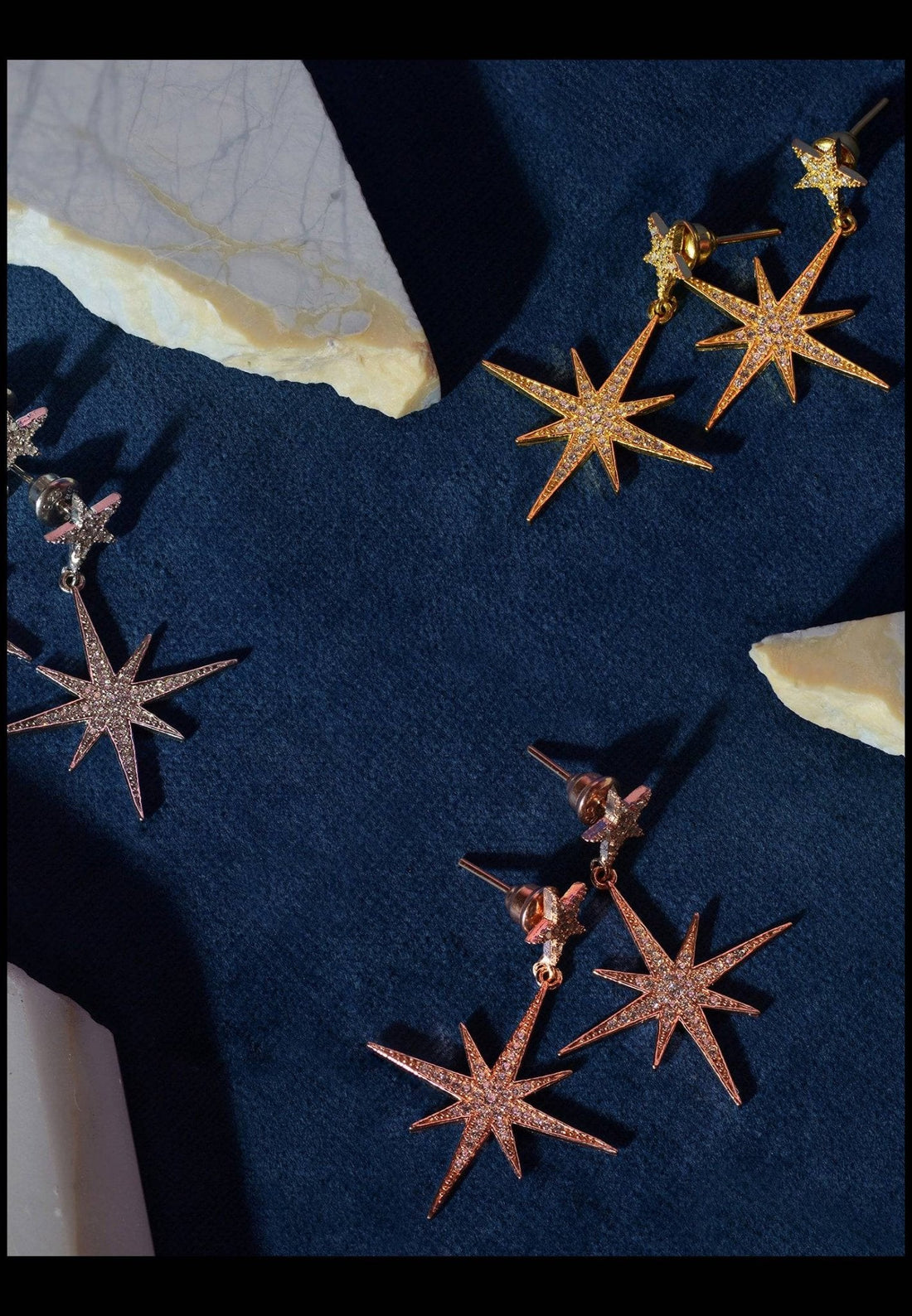 Petite Star Burst Drop Earrings Gold