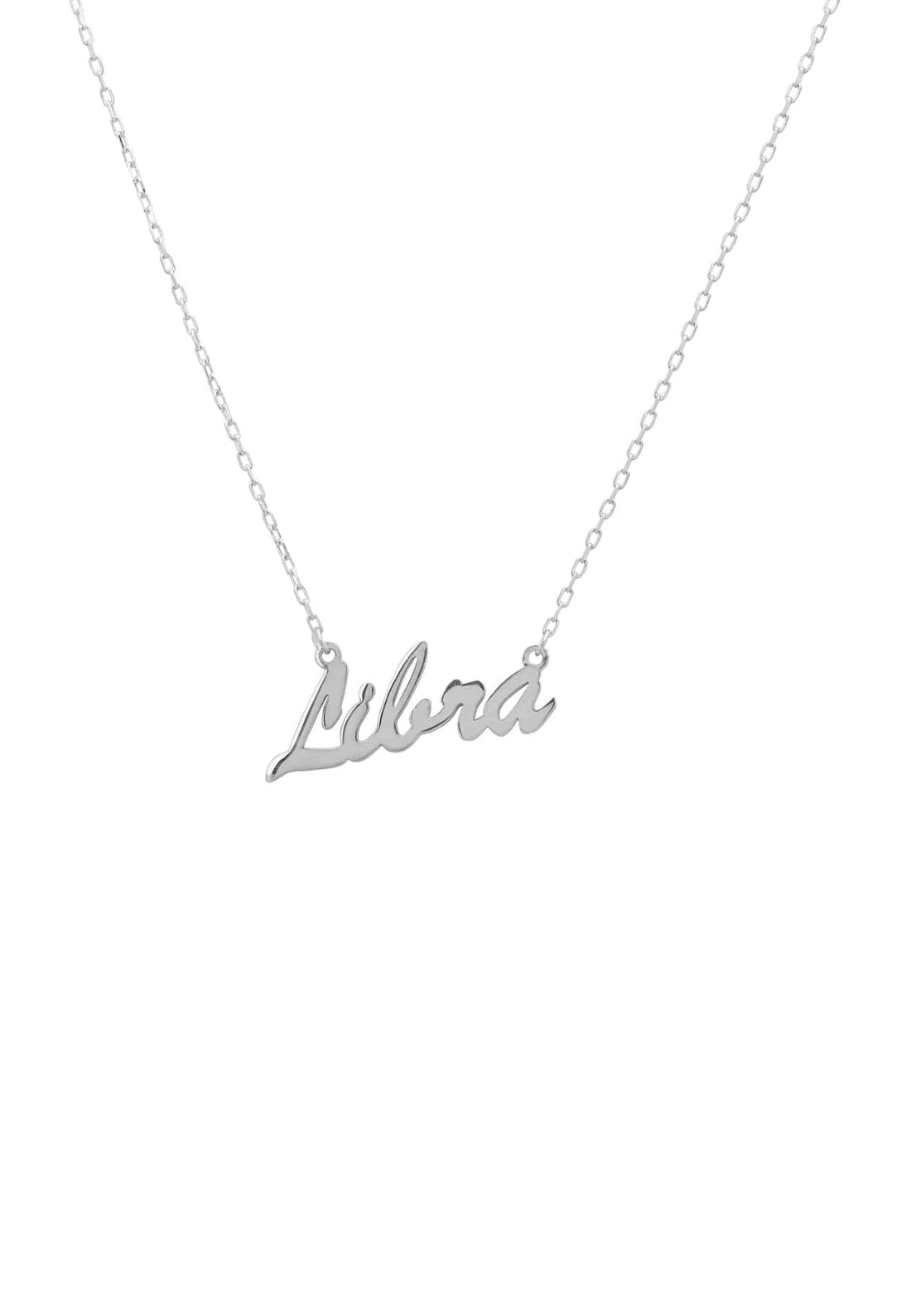 Zodiac Star Sign Name Necklace Silver Libra