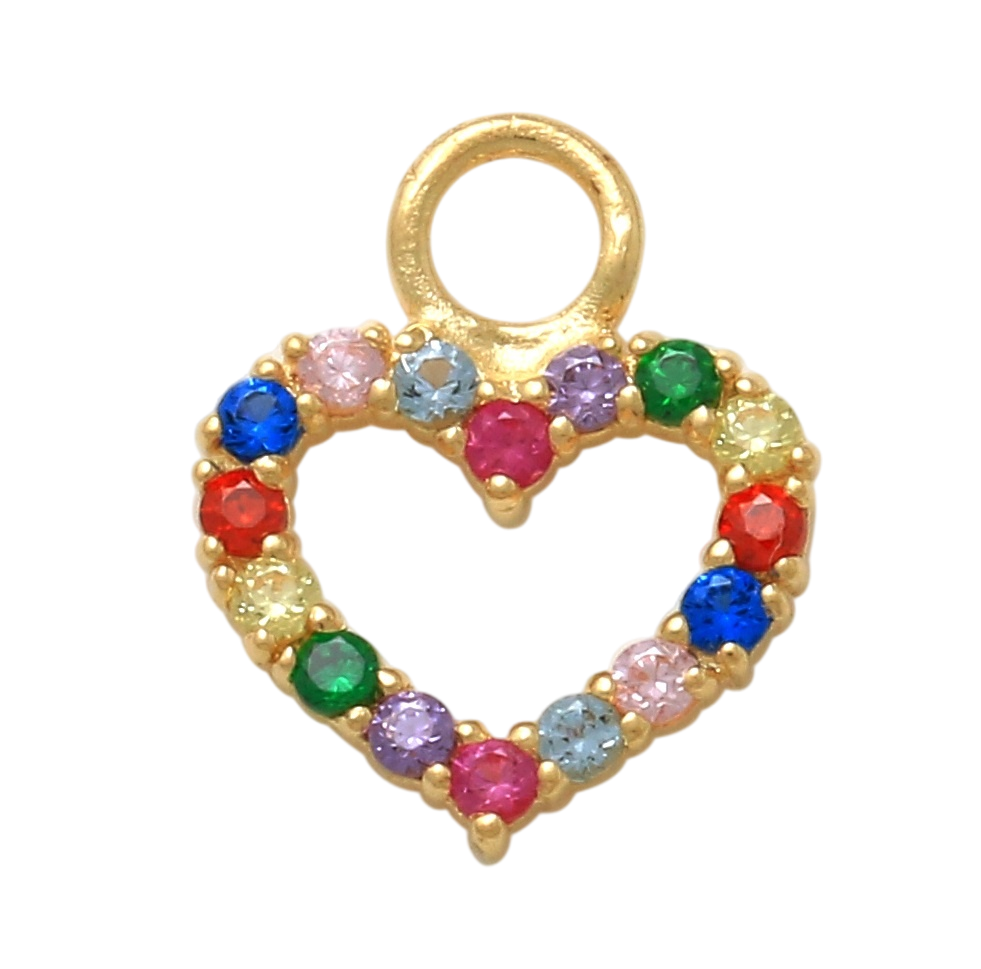 14K Solid Gold Belly Ring Hoop With a 10K Solid Yellow Gold Dangling Heart Charma