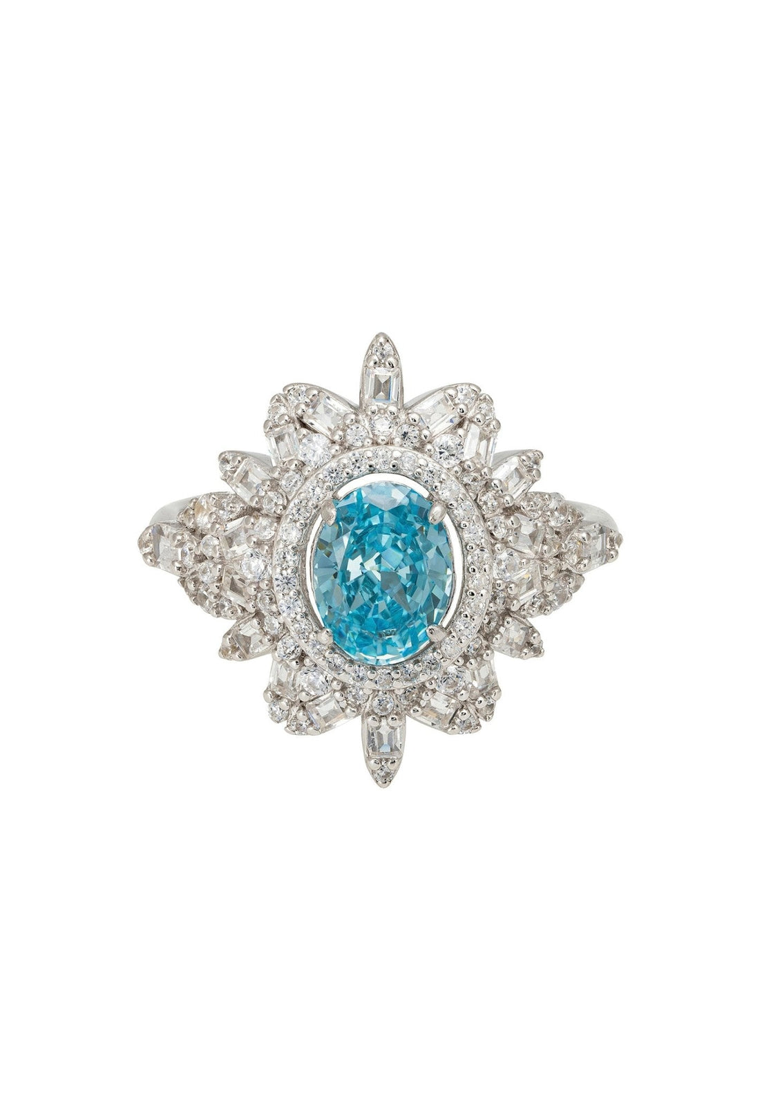 Arabesque Splendor Cocktail Ring Blue Topaz Silver